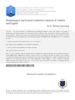 Morphological and lexical analysis of Turkish and English languages for research.